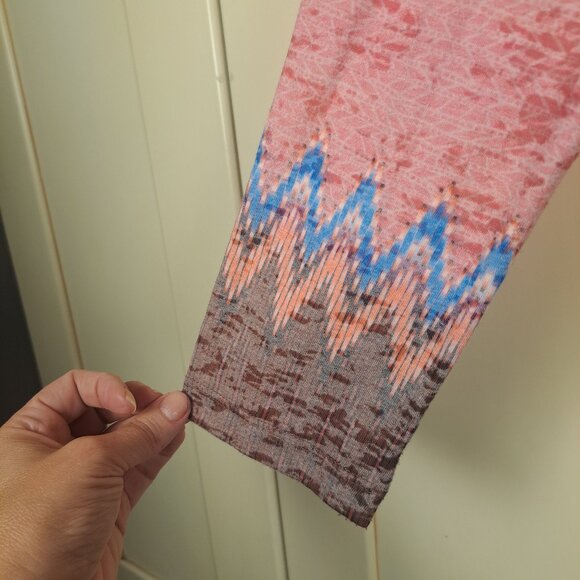 PRANA Mult Color Geometric Print Burnout Long Sleeve Crew Neck Shirt Sz L - Picture 4 of 10